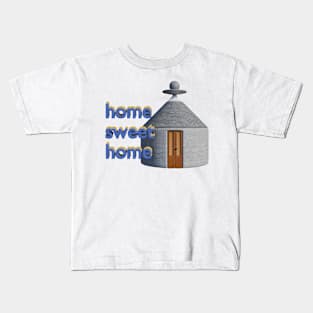 Ancient house with text "home sweet home" Kids T-Shirt